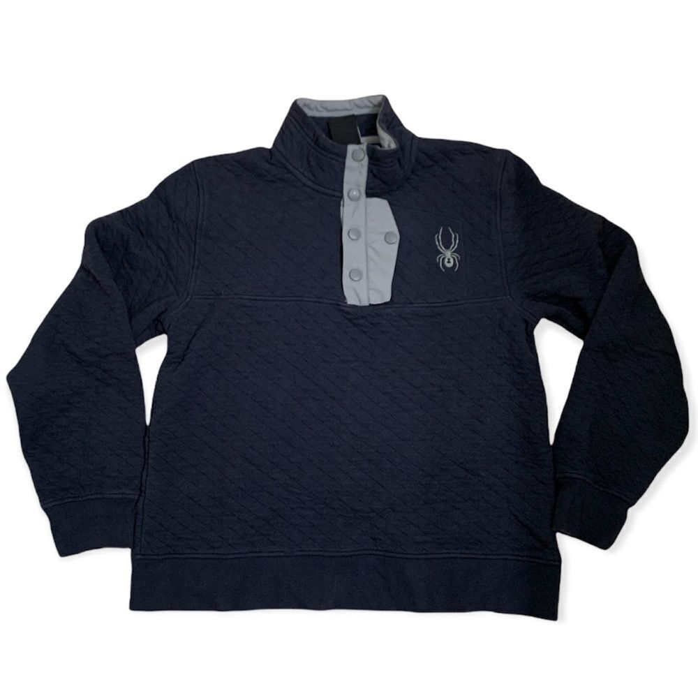 Spyder Men’s Quarter Snap Button Up Pullover - Navy/Grey - Medium
